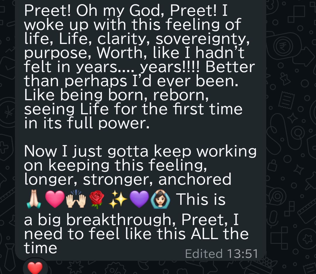 Message: waking up with clarity, sovereignty, purpose and worth after the session