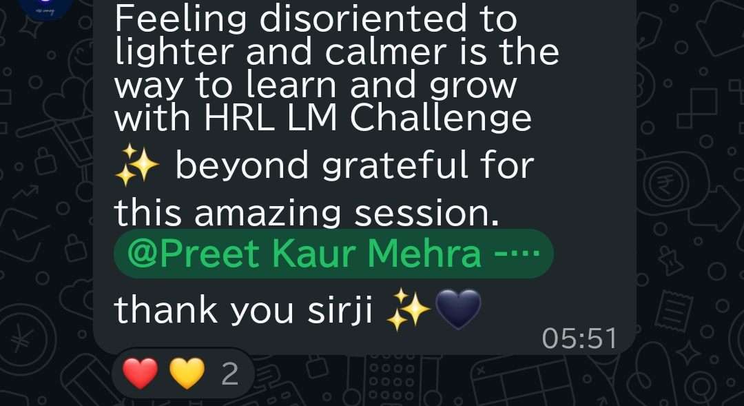 Message: going from disoriented to lighter and calmer, grateful for the session