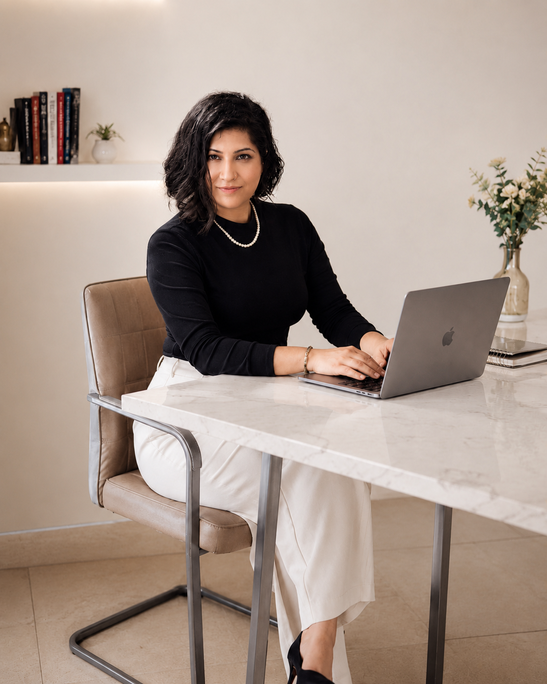 Preetjyot Kaur at her desk preparing the live session
